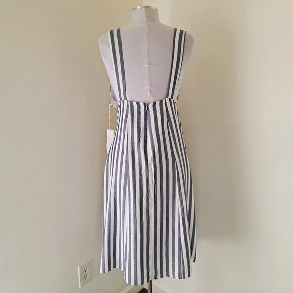 Lumiere Women Sundress Backless Stripes Gray/White Size L - Picture 2 of 9